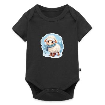 cute sheep in frosty winter - Baby Premium short-sleeve bodysuit - black - Front