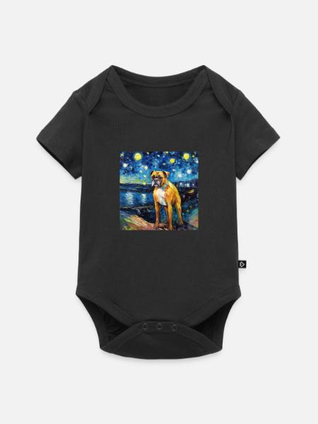 Deutscher Boxer Sternennacht - Baby Premium Kurzarmbody - Schwarz