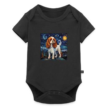 Cavalier King Charles Spaniel Starry Night - Baby Premium short-sleeve bodysuit - black - Front