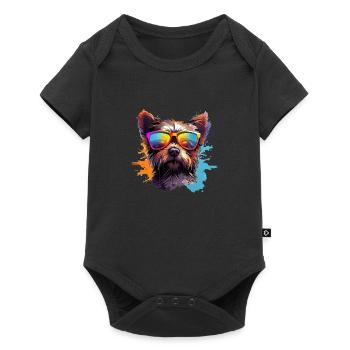 Cool Dog with Sunglasses Dog Design - Baby Premium short-sleeve bodysuit - black - Front