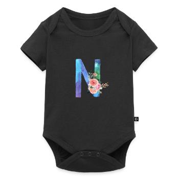 Letter N watercolor - Baby Premium short-sleeve bodysuit - black - Front