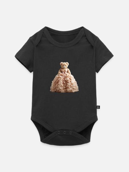 Teddybär im Brautkleid - Baby Premium Kurzarmbody - Schwarz