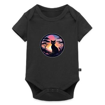 Cat Landscape and Sunset - Baby Premium short-sleeve bodysuit - black - Front