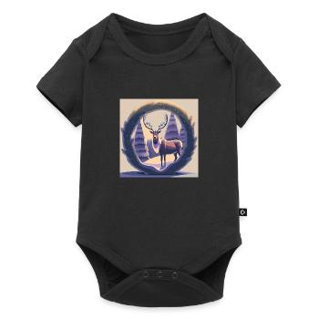 Reindeer Wreath - Baby Premium short-sleeve bodysuit - black - Front