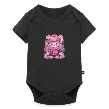 Pink Teddy 3 - Baby Premium short-sleeve bodysuit - black - Front