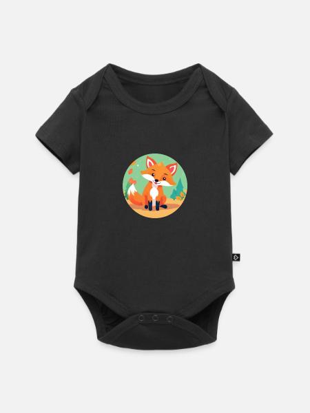 Fuchs im Herbstwald - Baby Premium Kurzarmbody - Schwarz
