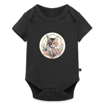 Maine Coon Cat Boho Style, Love cats - Baby Premium short-sleeve bodysuit - black - Front