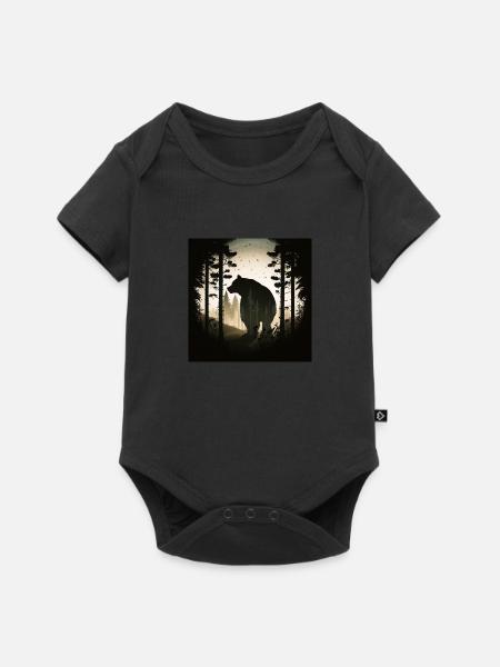 Bär im Wald, Liebesbären - Baby Premium Kurzarmbody - Schwarz