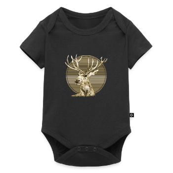 Hirsch - Baby Premium Kurzarmbody - Schwarz - Vorne