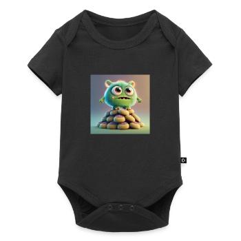 cute monster scary funny spooky sitting on a heap - Baby Premium short-sleeve bodysuit - black - Front