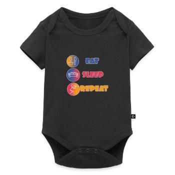 Eat sleep repeat paintball with icons - Baby Premium short-sleeve bodysuit - black - Front