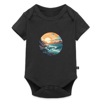Felsstrand - Baby Premium Kurzarmbody - Schwarz - Vorne