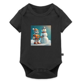 mignon petit robot vintage futuriste orange - Body à manches courtes Premium Bébé - noir - Devant