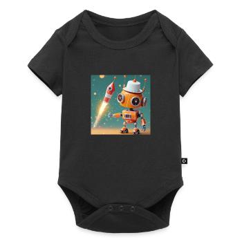 robot –is launching New Year's Eve rockets - Baby Premium short-sleeve bodysuit - black - Front