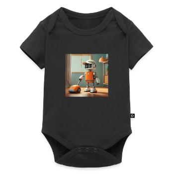 mignon petit robot vintage futuriste orange - Body à manches courtes Premium Bébé - noir - Devant