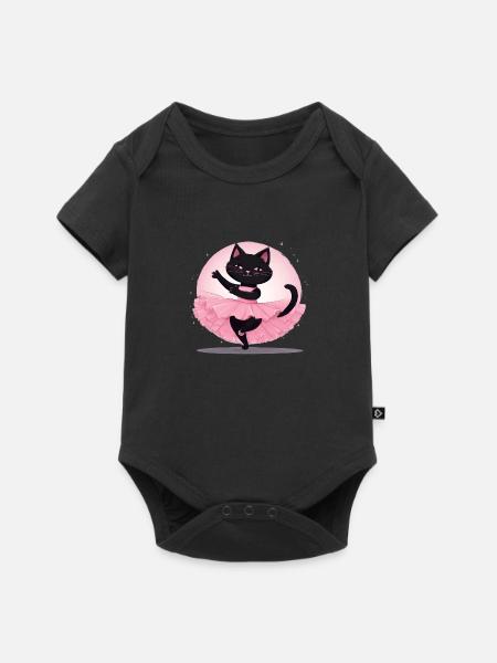 Kätzchen-Ballerina - Baby Premium Kurzarmbody - Schwarz