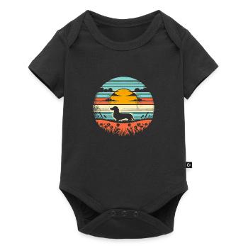 Dachshund Vintage Sunset - Baby Premium short-sleeve bodysuit - black - Front