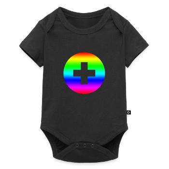 Round rainbow plus cross - Baby Premium short-sleeve bodysuit - black - Front