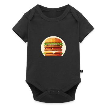 Saftiger leckerer Burger - Baby Premium Kurzarmbody - Schwarz - Vorne