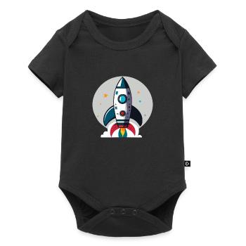 Illustration einer Rakete - Baby Premium Kurzarmbody - Schwarz - Vorne