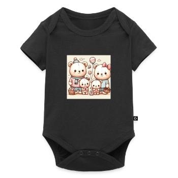 Süße Bärenfamilie - Baby Premium Kurzarmbody - Schwarz - Vorne