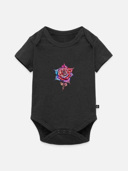 Diamant Rose - Baby Premium Kurzarmbody - Schwarz