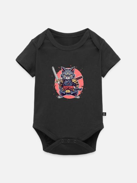 Samurai-Katze #32 - Baby Premium Kurzarmbody - Schwarz