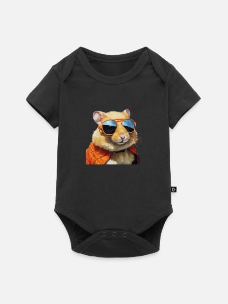 Hamster with glasses, flirting, funny hamster - Baby Premium short-sleeve bodysuit - black