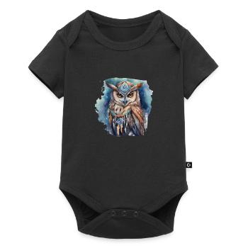 Shamanic Power Animal Owl Wisdom, Intuition - Baby Premium short-sleeve bodysuit - black - Front