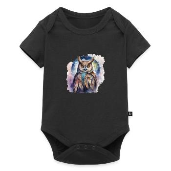 Shamanic Power Animal Owl, Intuition, Wisdom - Baby Premium short-sleeve bodysuit - black - Front