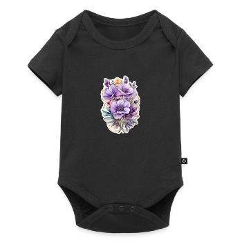 Fleur sauvage bleue - Body à manches courtes Premium Bébé - noir - Devant