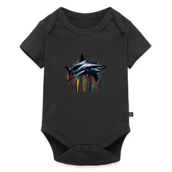 Colorful Shark Paint Art - Baby Premium short-sleeve bodysuit - black - Front