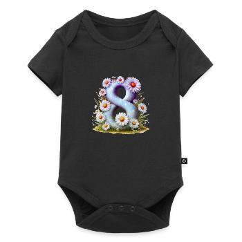 Nr. 8 eit digitale Hintergrundnummer Vektorzeichen Tal - Baby Premium Kurzarmbody - Schwarz - Vorne