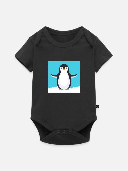 Cartoon-Pinguin - Baby Premium Kurzarmbody - Schwarz