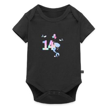 14th Anniversary Mermaid - Baby Premium short-sleeve bodysuit - black - Front