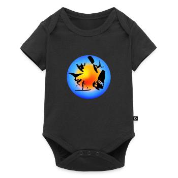Rond jaune bleu wind wing kite sup surf - Body à manches courtes Premium Bébé - noir - Devant