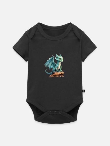 Wasserfarben Drache - Baby Premium Kurzarmbody - Schwarz