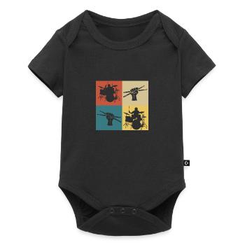 Retro Vintage Music Drummer - Baby Premium short-sleeve bodysuit - black - Front