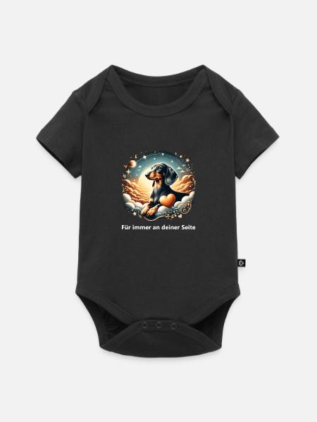 Regenbogenbrücke Dachshund Erinnerung - Baby Premium Kurzarmbody - Schwarz