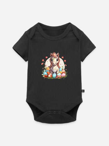 Ostereier mit Pony - Baby Premium Kurzarmbody - Schwarz