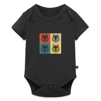 Loup vintage rétro - Body à manches courtes Premium Bébé - noir - Devant
