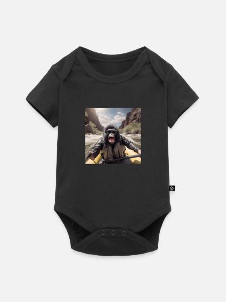 Rafting Gorilla - Baby Premium Kurzarmbody - Schwarz