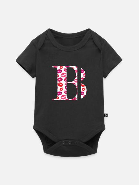 Buchstabe b Küsse - Baby Premium Kurzarmbody - Schwarz