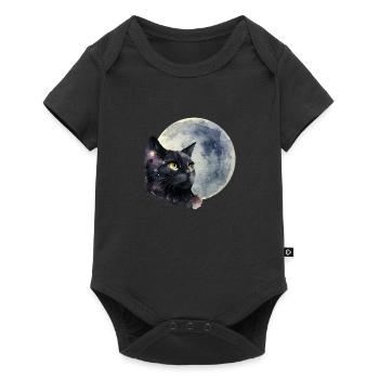 Chat de la lune - Body à manches courtes Premium Bébé - noir - Devant
