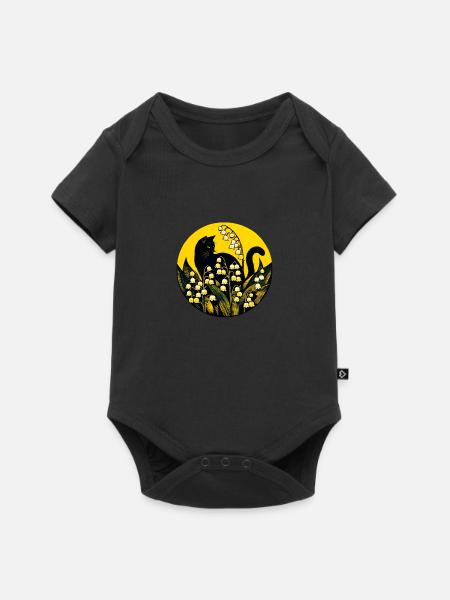 Schwarze Katze Maiglöckchen - Baby Premium Kurzarmbody - Schwarz