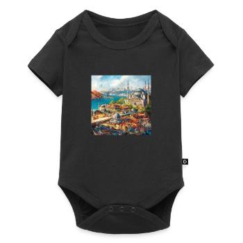 Istanbul - Baby Premium Kurzarmbody - Schwarz - Vorne