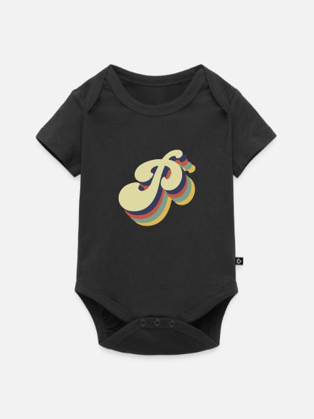 Retro-Buchstabe P - Baby Premium Kurzarmbody - Schwarz