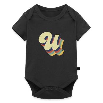 Retro-U-Buchstabe - Baby Premium Kurzarmbody - Schwarz - Vorne