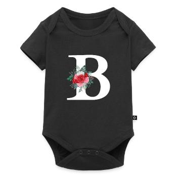 Lettre b floral rouge - Body à manches courtes Premium Bébé - noir - Devant