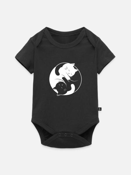 Ying Yang Katze - Baby Premium Kurzarmbody - Schwarz